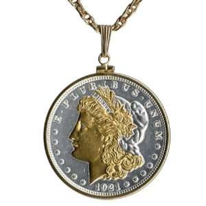   Coin Necklaces in Gold Filled Bezels   Silver & Gold U.S. .Morgan