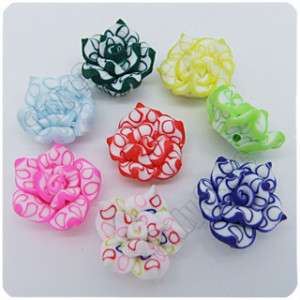 20pcs Mixed polymer clay lotus Flower beads 9x15mm R46  