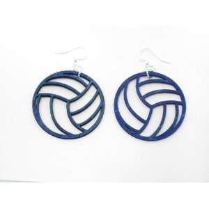  Aqua Marine Volleyball Wooden Earrings GTJ Jewelry