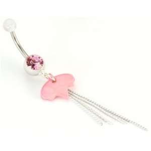  14g 7/16 Acyrlic Navel with Dangle Chain Belly Ring 14g 7 