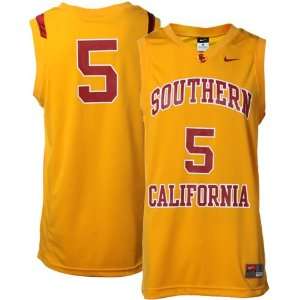 Nike USC Trojans #5 Replica Basketball Jersey Gold (Medium 
