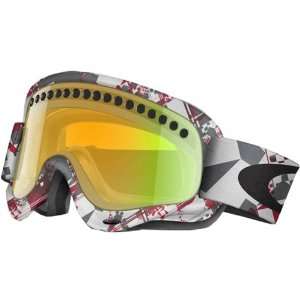 Oakley O Frame Red White Shattered Adult Snocross Snowmobile Goggles 