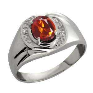   11 Ct Oval Orange Red Madeira Citrine and Topaz Argentium Silver Ring