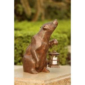  Bronze Bear Garden Statue with Lantern