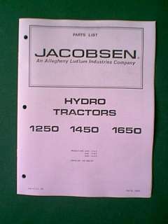 JACOBSEN TRACTOR HYDRO 1250 1450 1650 PARTS MANUAL  