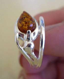   or HONEY AMBER STERLING SILVER SOLITAIRE RING VARIOUS SIZES  