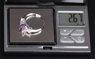   Amethyst .35ct Diamond 14K White Gold Cocktail Engagement Ring  