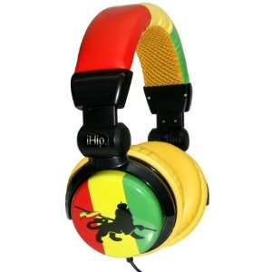  iHip DJRASTAHP DJ Style Rasta Headphones   Red/Yellow 