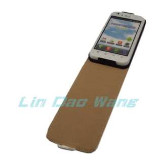 White Flip Leather Case Cover Pouch + LCD Film For LG OPTIMUS BLACK 