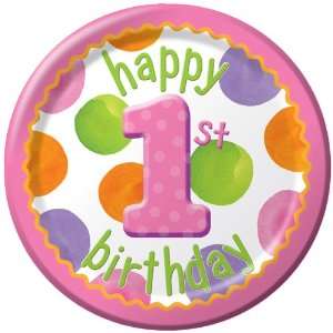  1st Birthday Paper Dessert Plates   Polka Dots Girl Toys & Games