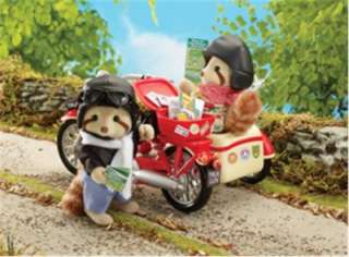 Calico Critters Motorcycle Cycle Sidecar Raccoon Figure Set CC2320 New 