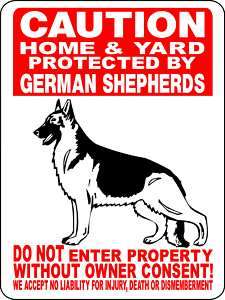 GERMAN SHEPHERD DOG ALUMINUM SIGN WARNING 2496HGS2  