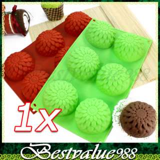 Silicone 6 Flowers Cupcake Cake Muffin Soap Baking Mold  