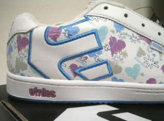 NEW white blue ETNIES Girls KIDS FADER skate Shoes 5  