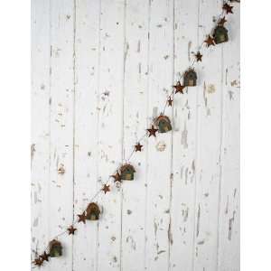  Primitive Green Birdhouse Garland with Dimensional Rusty 