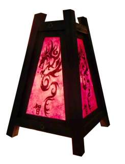 ASIAN ORIENTAL RED DRAGON PYRAMID TABLE LAMP ( SMALL SIZE )  