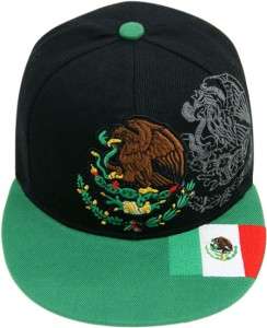 SNAP BACK MEXICO MEXICAN EMBROIDERED FLAT BILL HAT CAP  