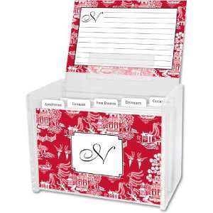  Boatman Geller Recipe Boxes with Cards   Chinoiserie Red 