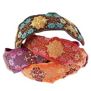  L. Erickson USA Ribbon Headband   Floral Crest Brown 