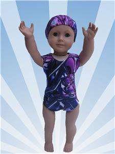 Doll Clothes Purple Swim Suit +Cap Fit American Girl AB  