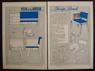 Gossip Bench Telephone Stand 1953 How To build PLANS Modern Eames Era 