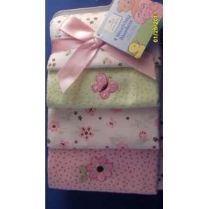    Small Wonders 4 Pack Receiving Blankets   Pink & Green Baby