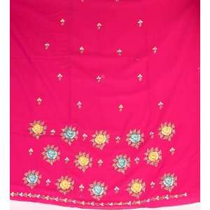  Magenta Salwar Suit Fabric with Persian Embroidered 