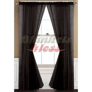  Black Sheer Curtain 2 Panels Rod Pocket 60 X 84
