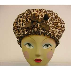  Mimi a la Mode   Brown Leopard Satin Shower Cap Beauty