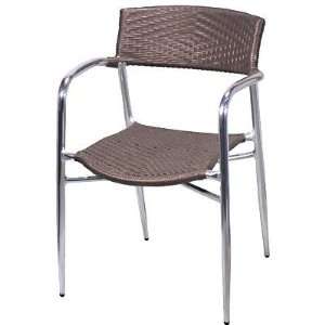  Outdoor Stacking Aluminum Rattan Chairs   Brown   21 1/2W 