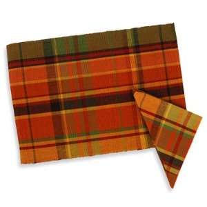   Pumpkin Rustic Plaid Linen Placemats (14 x 20)