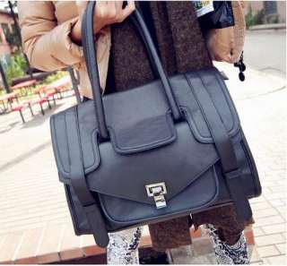 New Designer Vintage Clutch Bag Satchel Black Handbag Hobo Pu Leather 