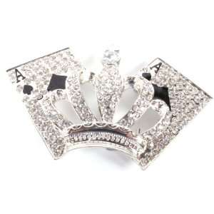  Iced Out Ace of Spades with Crown Silver Belt Buckle One 