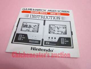 80s NINTENDO DS GAME & WATCH MARIO BROS INSTRUCTION BOOK MANUAL MW 56 