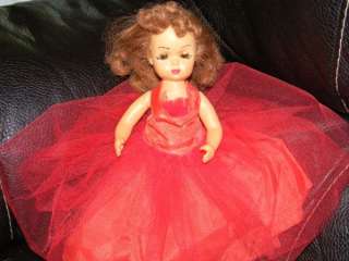 Vintage Tiny Terri Lee Walker Doll w/ Red Formal Dress  