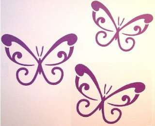 LARGE PURPLE Swirl Butterfly Wall Car Decals Removabl  