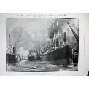  1902 Cardiff Docks Steamers Ships Welsh Coal America