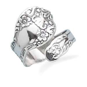  Sterling Silver Floral Spoon Ring   Adjustable Size West 