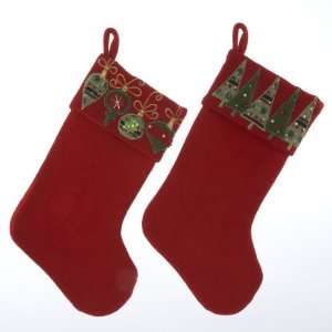  New   Pack of 6 Red Christmas Stockings with Ornament and 