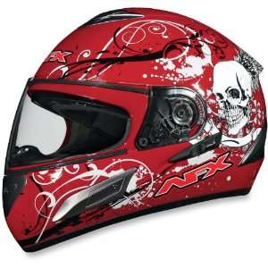  AFX FX 100 Sun Shield Helmet, Red Skull, Size Sm, Helmet 