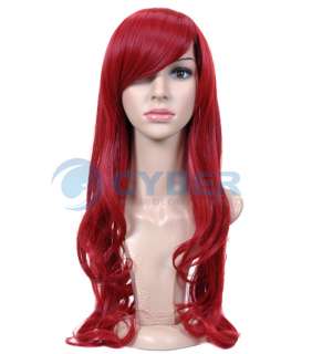   Stylish long Wavy Curly Co splay Party Hair womens full Wig/Wigs Red