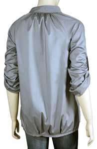 Gray Mandarin Collar V neck Blouse Top Tunic NWT  