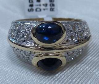 14K Yellow Gold Diamond Sapphire Ring~NEW~UNIQUE  