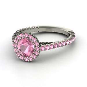 Raquel Ring, Round Pink Tourmaline Platinum Ring Jewelry