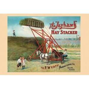 Jayhawk Hay Stacker   12x18 Framed Print in Gold Frame (17x23 finished 