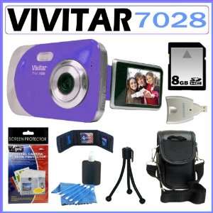  Vivitar ViviCam iTwist 7028 Digital Camera in Blue + 8GB 
