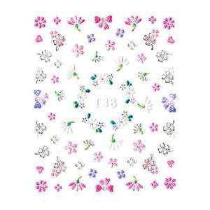  Pink Bow & Shamrock/Clover & White Floral Nail Stickers 