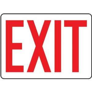 Safety Sign, Exit (red/white), 7 X 10, Adhesive Vinyl  